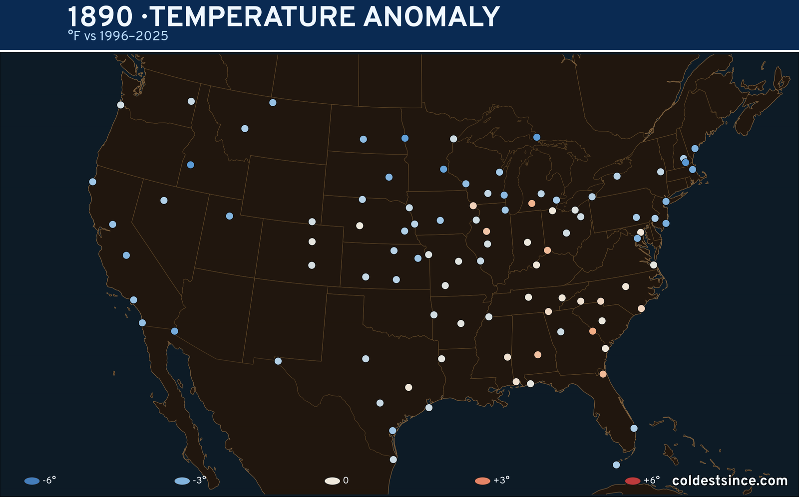 1890 U.S. temperature anomaly map