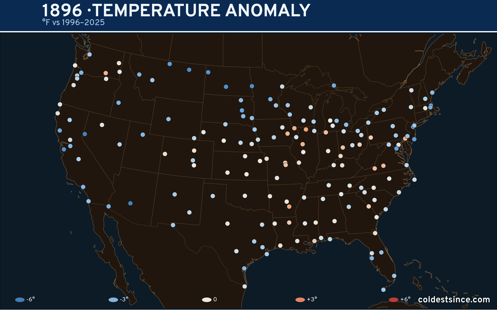 1896 U.S. temperature anomaly map