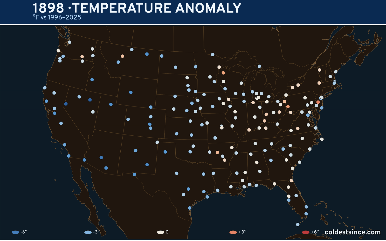 1898 U.S. temperature anomaly map
