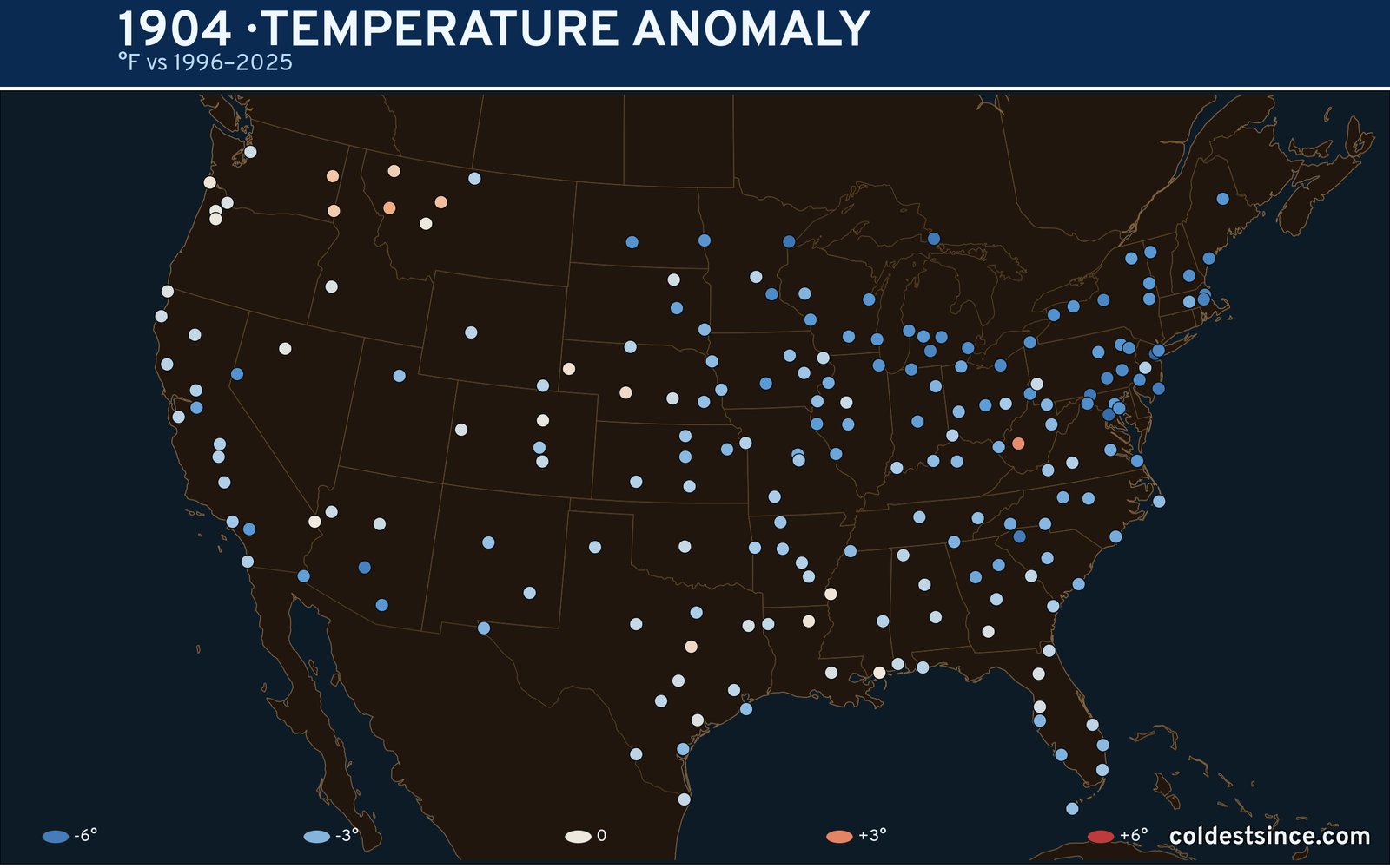 1904 U.S. temperature anomaly map