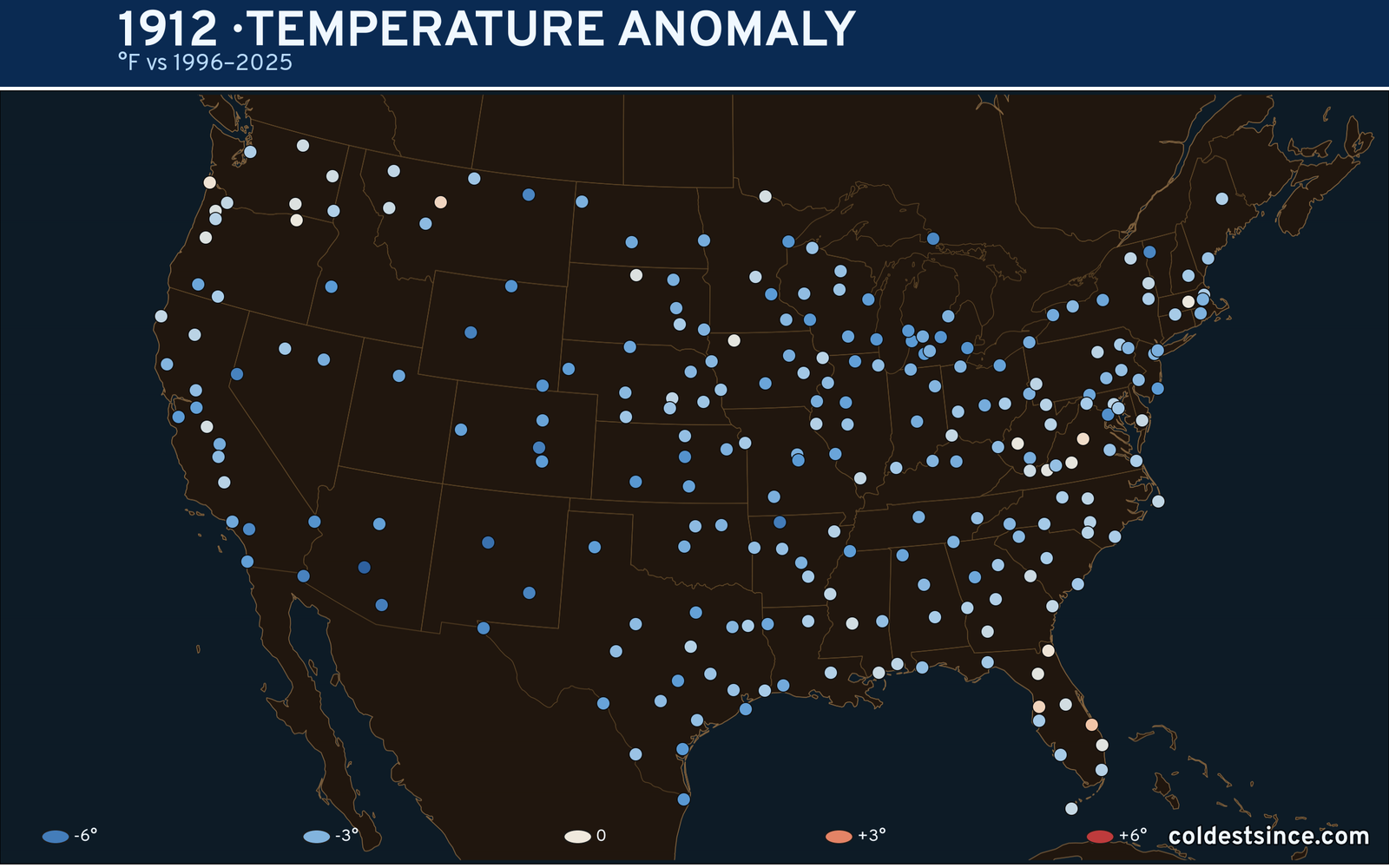 1912 U.S. temperature anomaly map