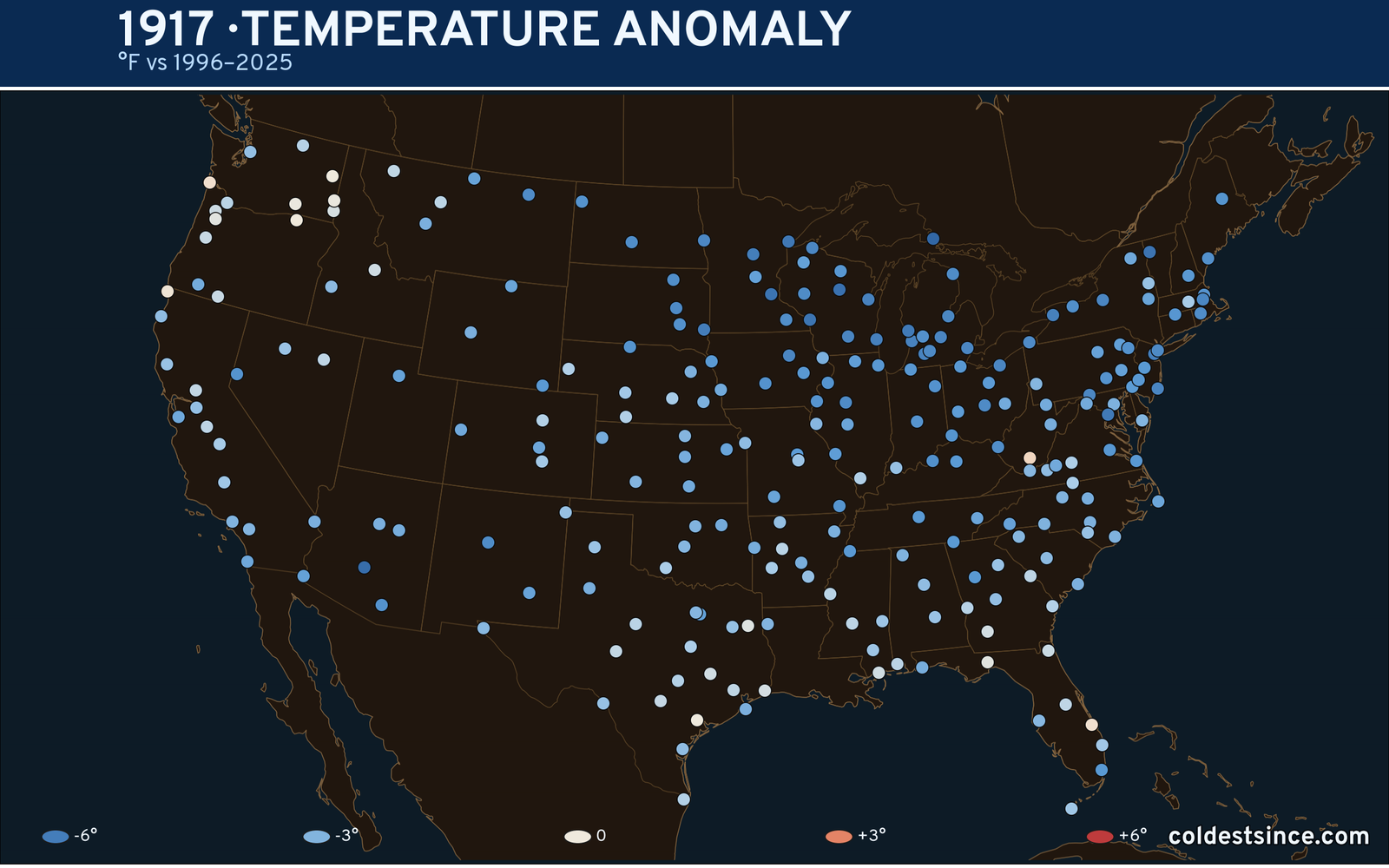 1917 U.S. temperature anomaly map