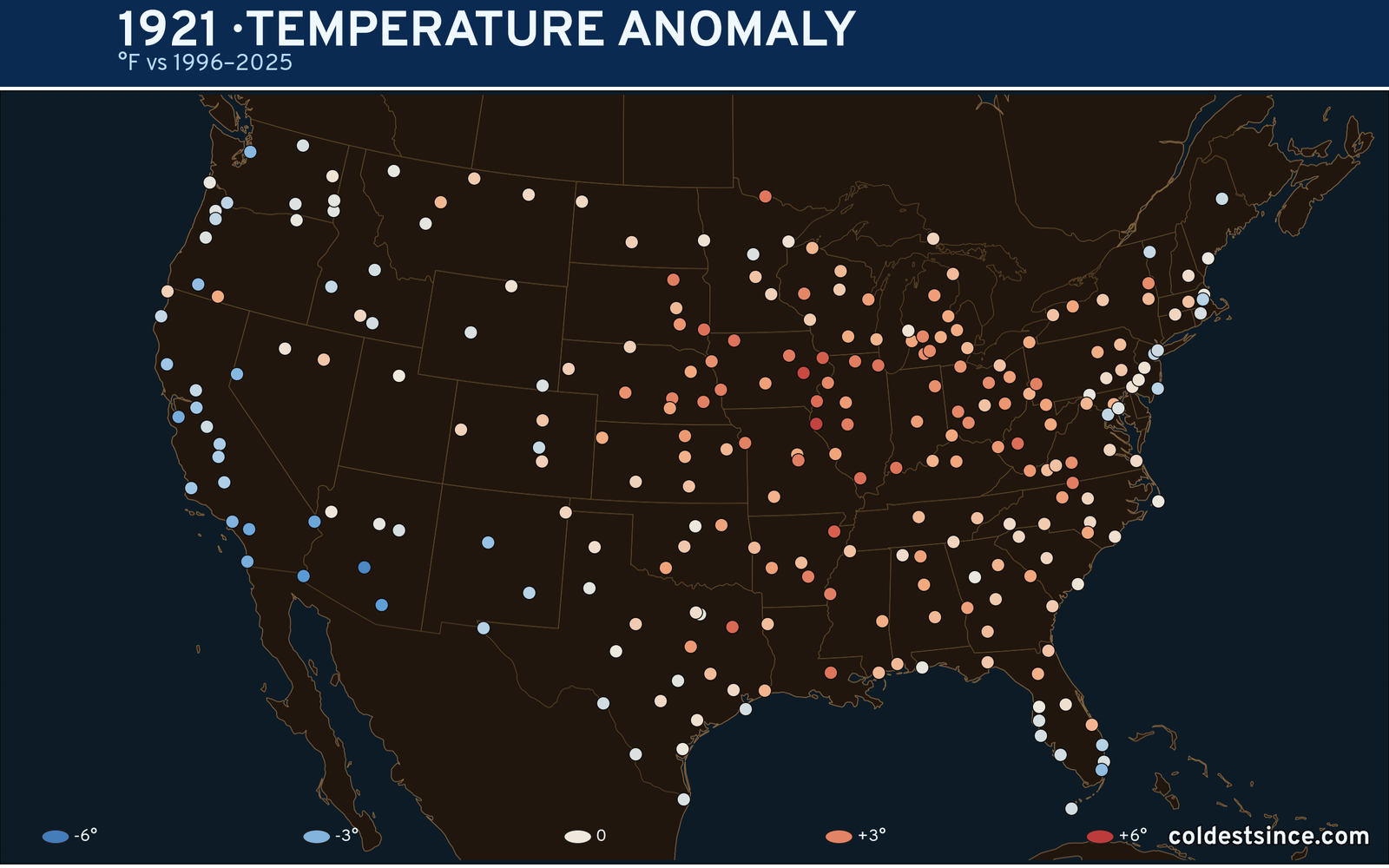 1921 U.S. temperature anomaly map