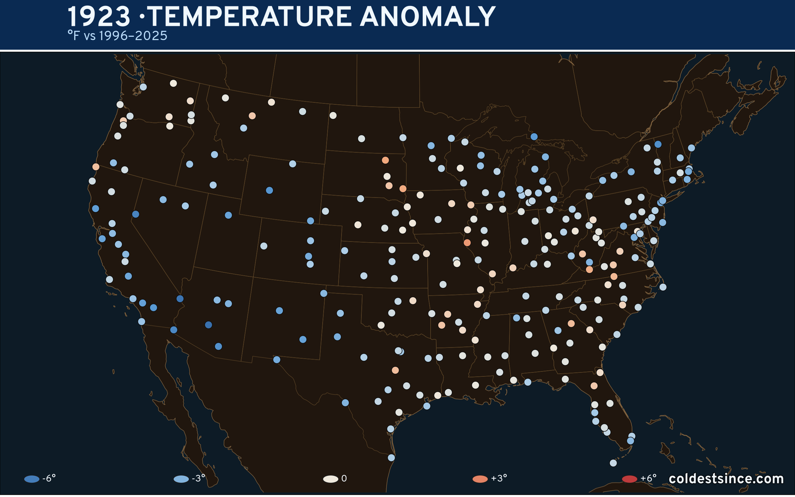 1923 U.S. temperature anomaly map