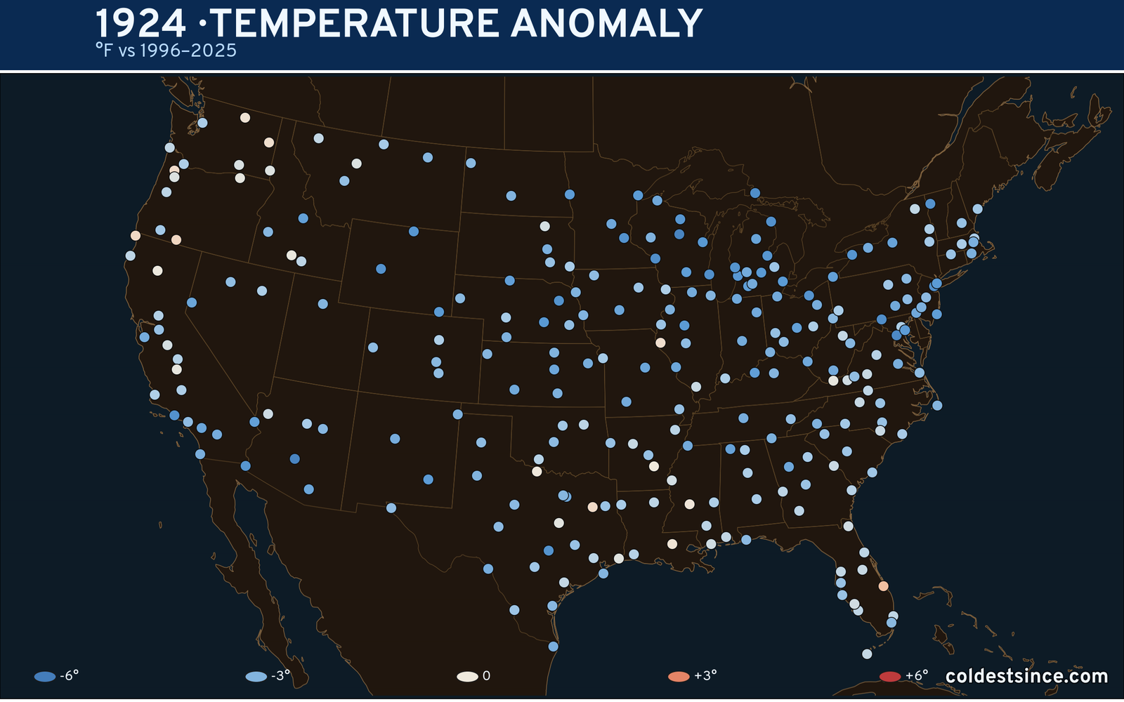 1924 U.S. temperature anomaly map