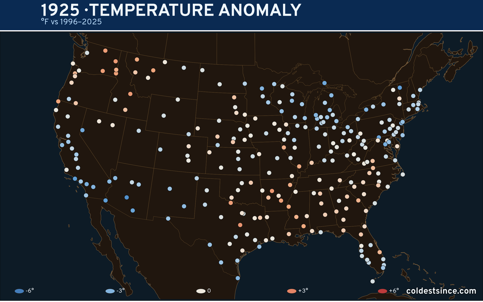 1925 U.S. temperature anomaly map