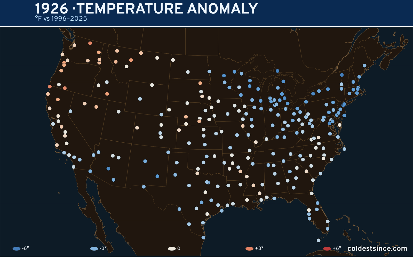 1926 U.S. temperature anomaly map