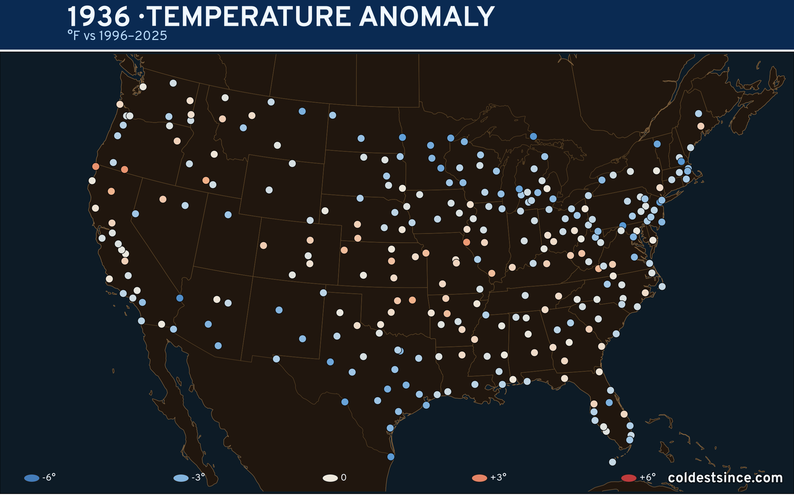 1936 U.S. temperature anomaly map