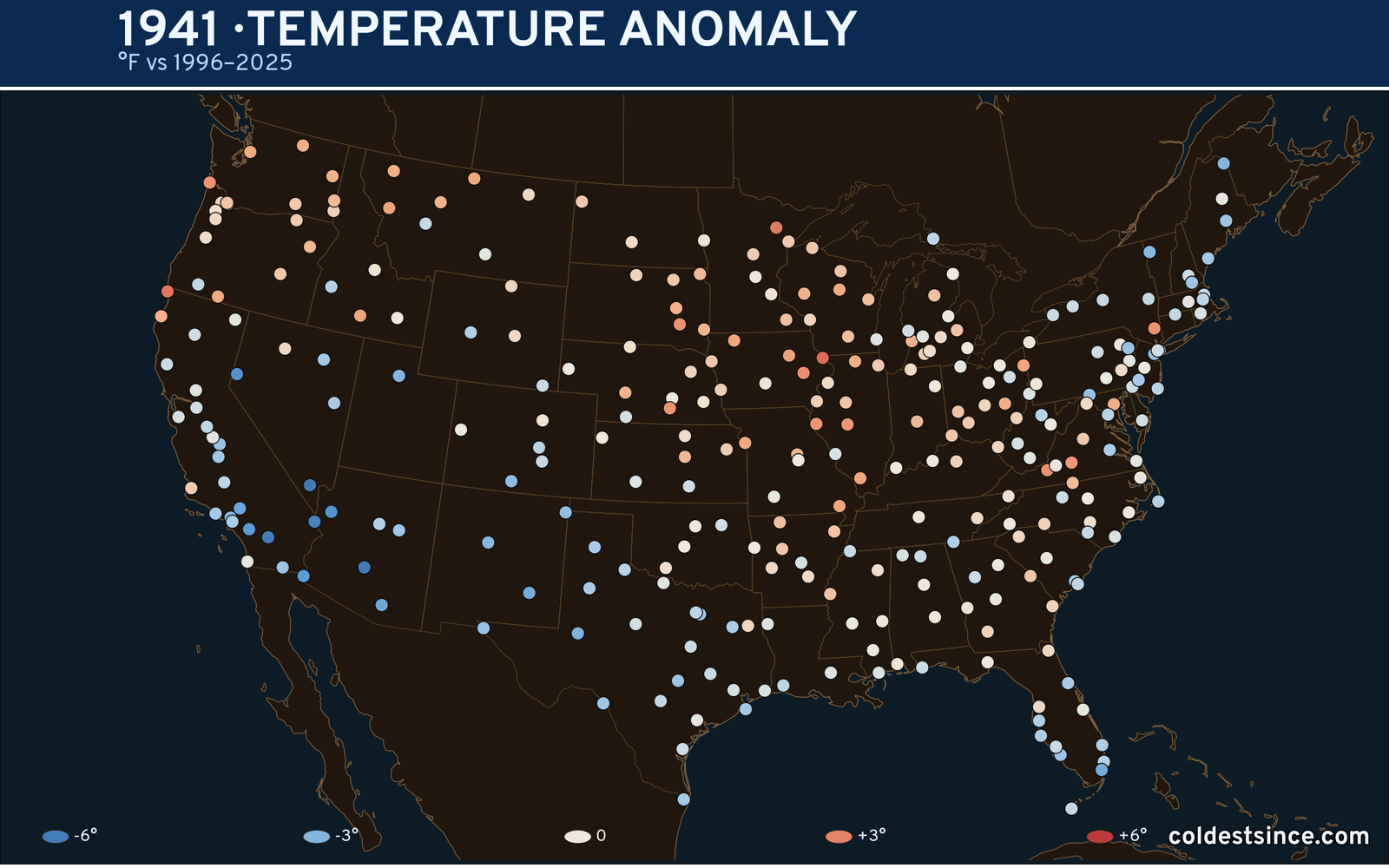 1941 U.S. temperature anomaly map