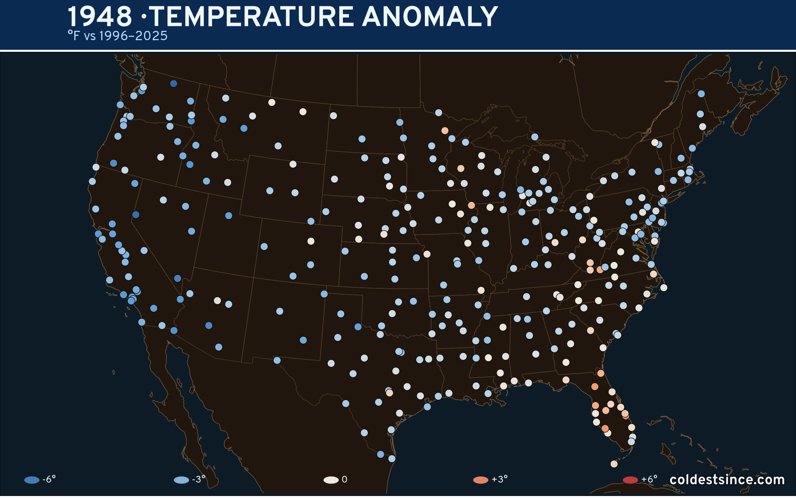 1948 U.S. temperature anomaly map