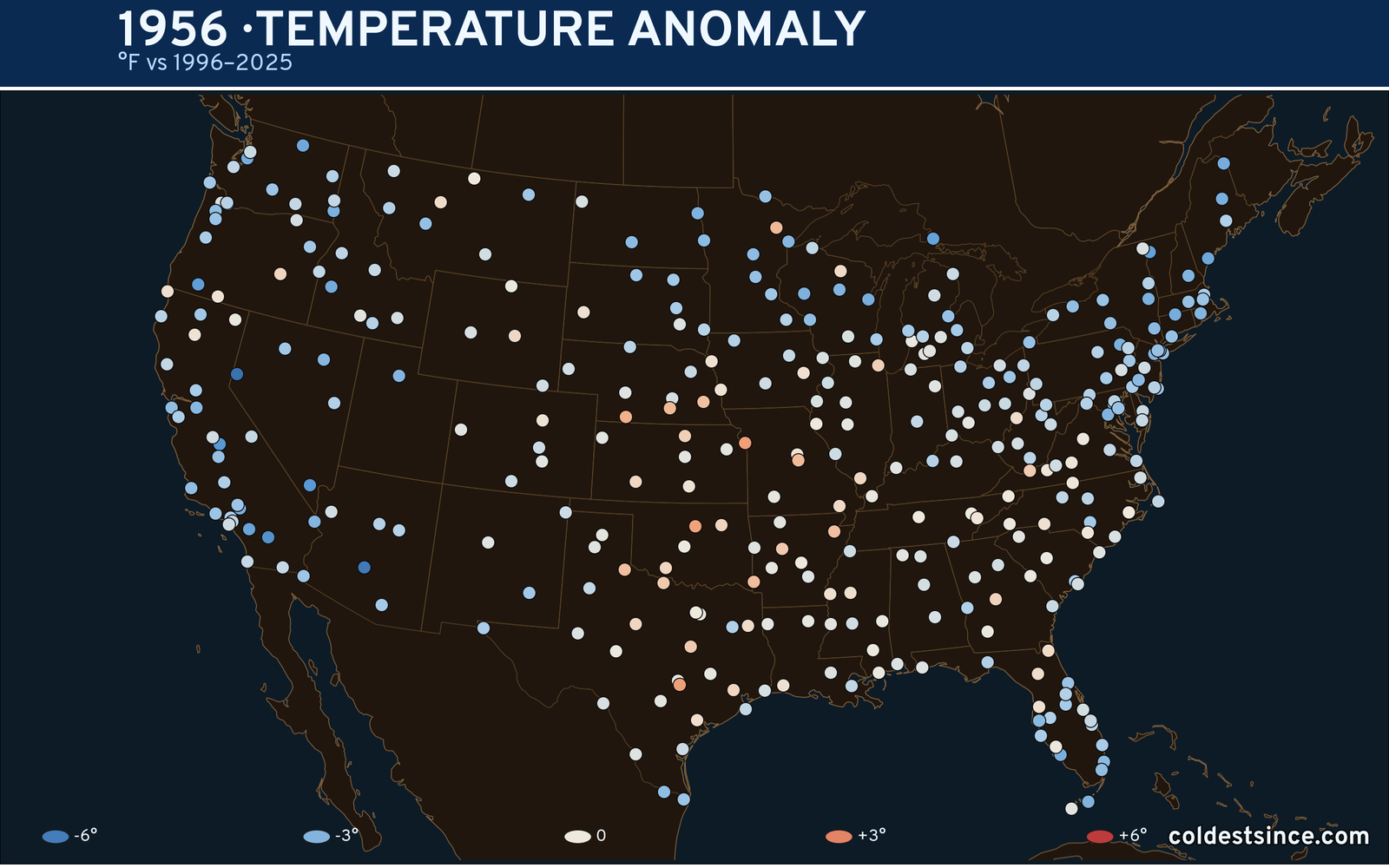 1956 U.S. temperature anomaly map