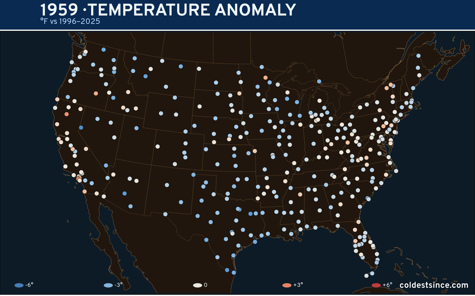 1959 U.S. temperature anomaly map