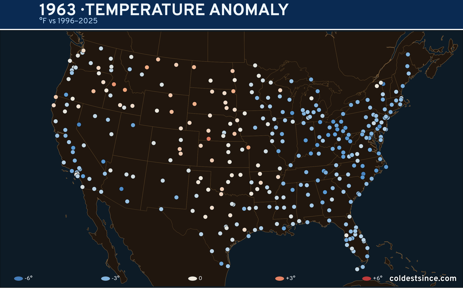 1963 U.S. temperature anomaly map