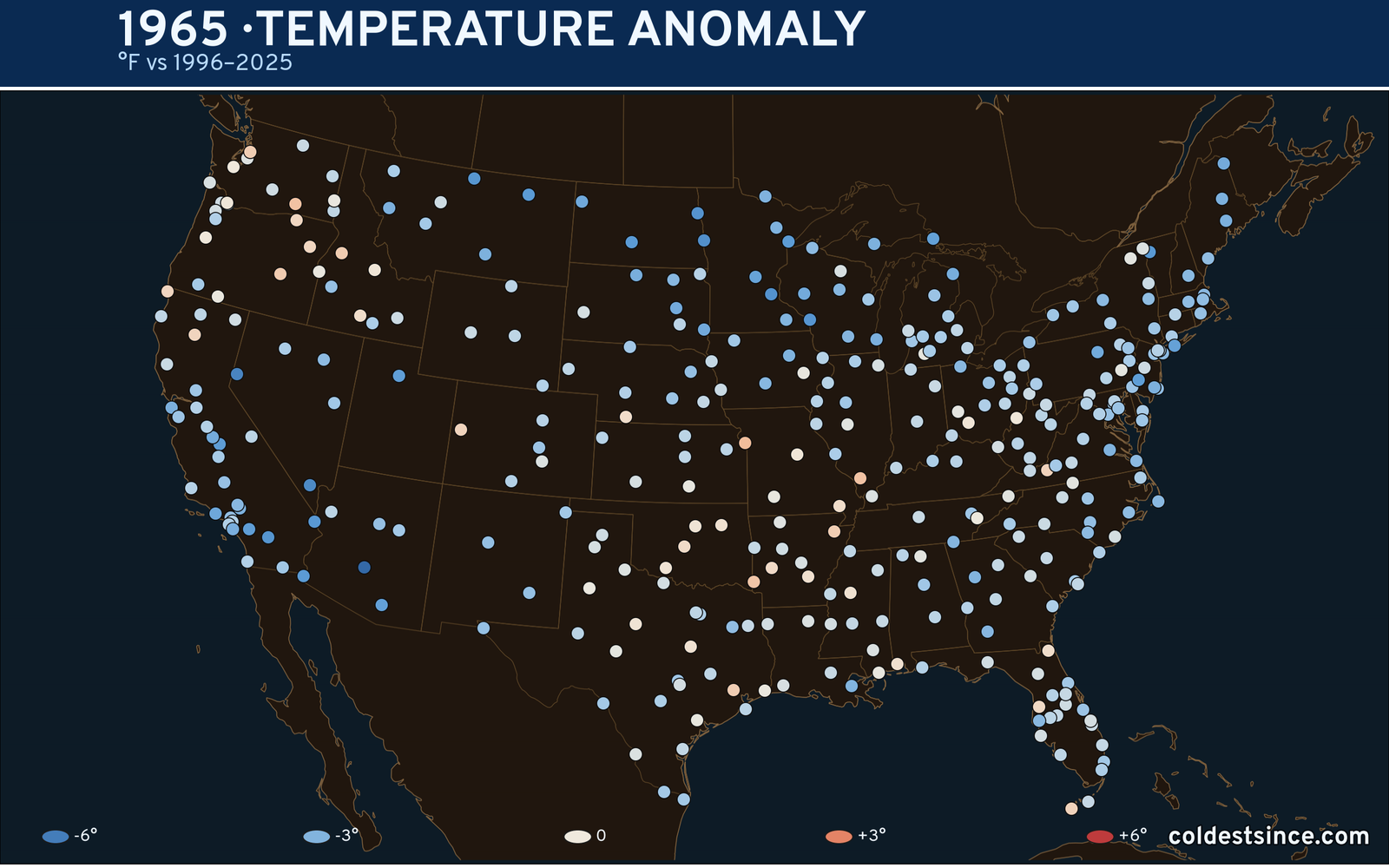 1965 U.S. temperature anomaly map