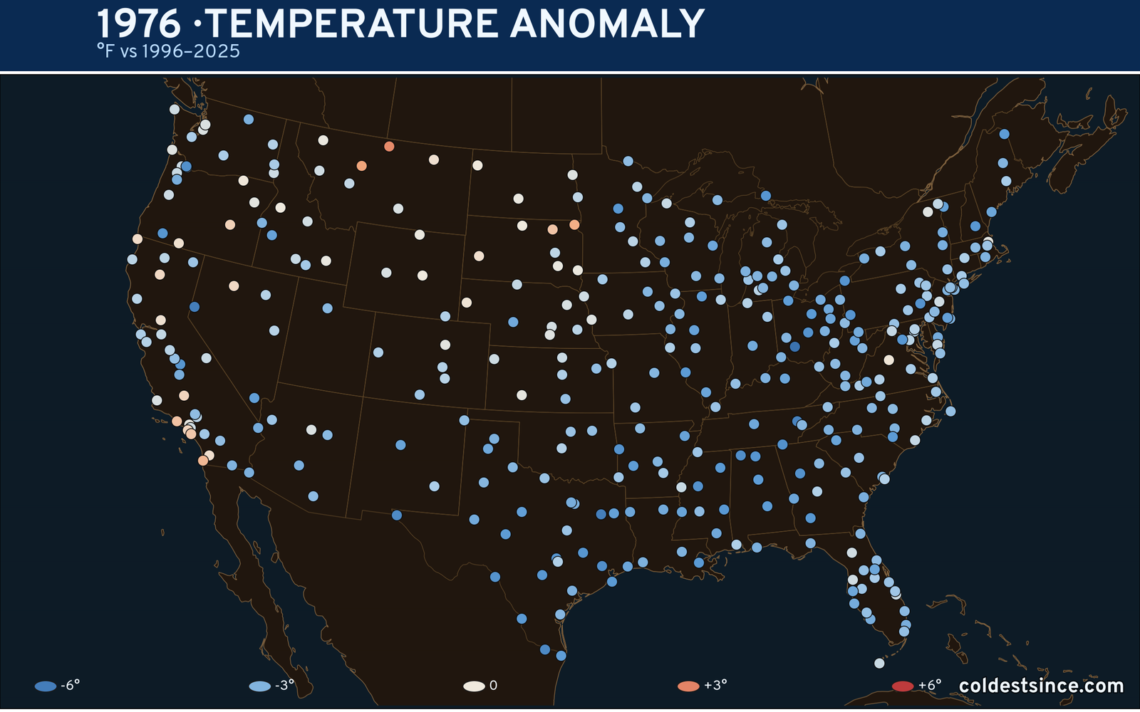 1976 U.S. temperature anomaly map