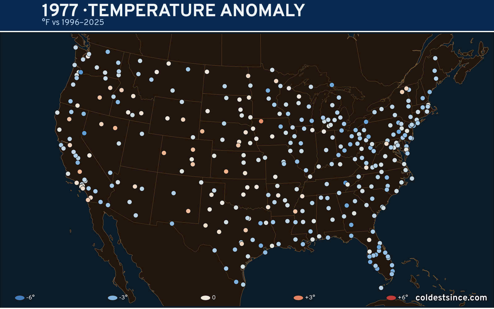 1977 U.S. temperature anomaly map