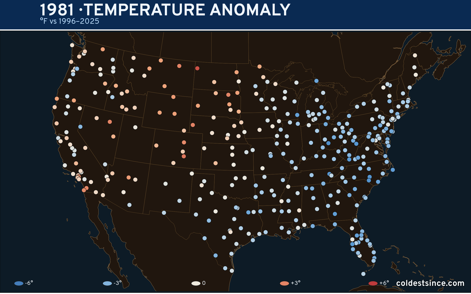 1981 U.S. temperature anomaly map