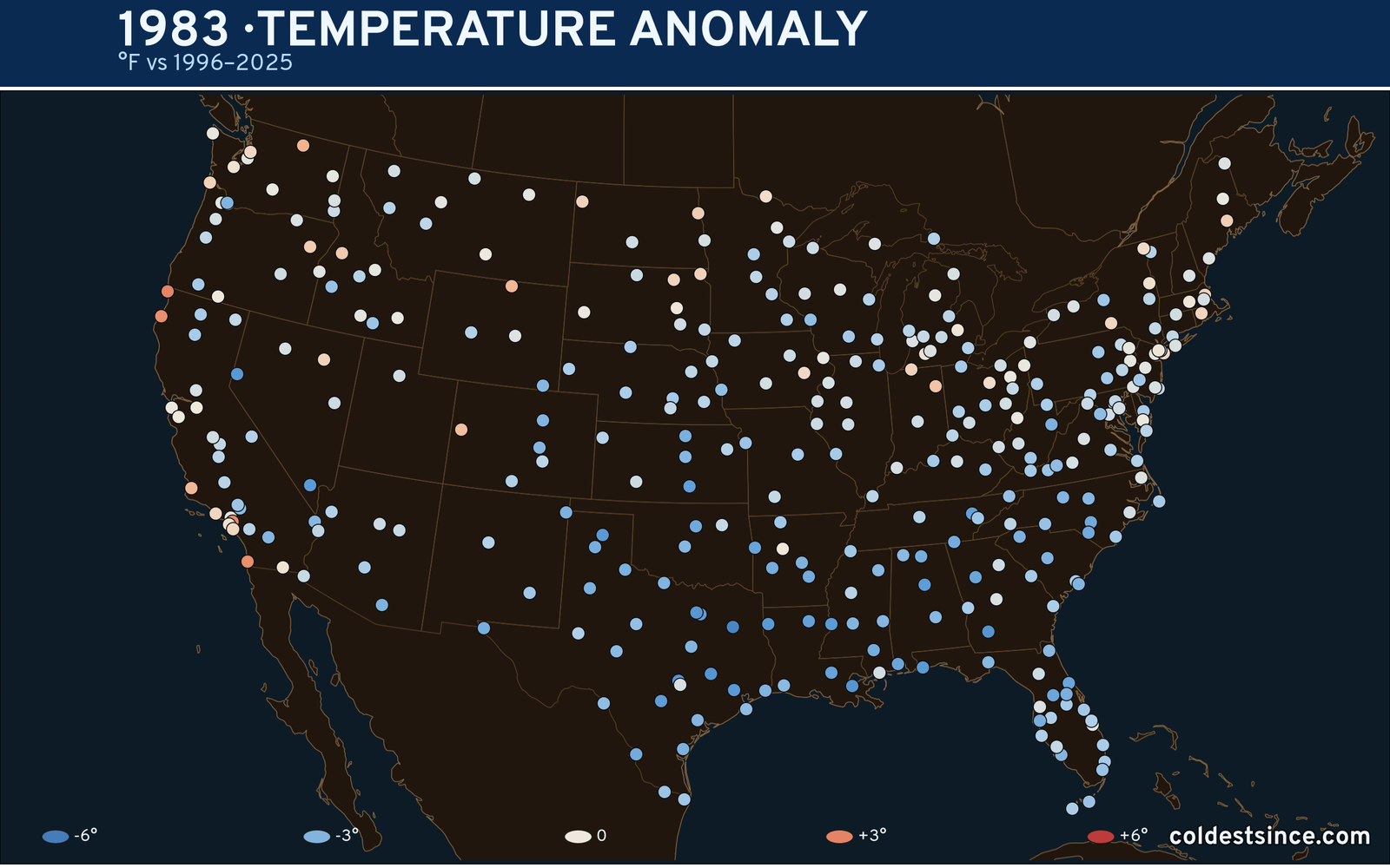 1983 U.S. temperature anomaly map