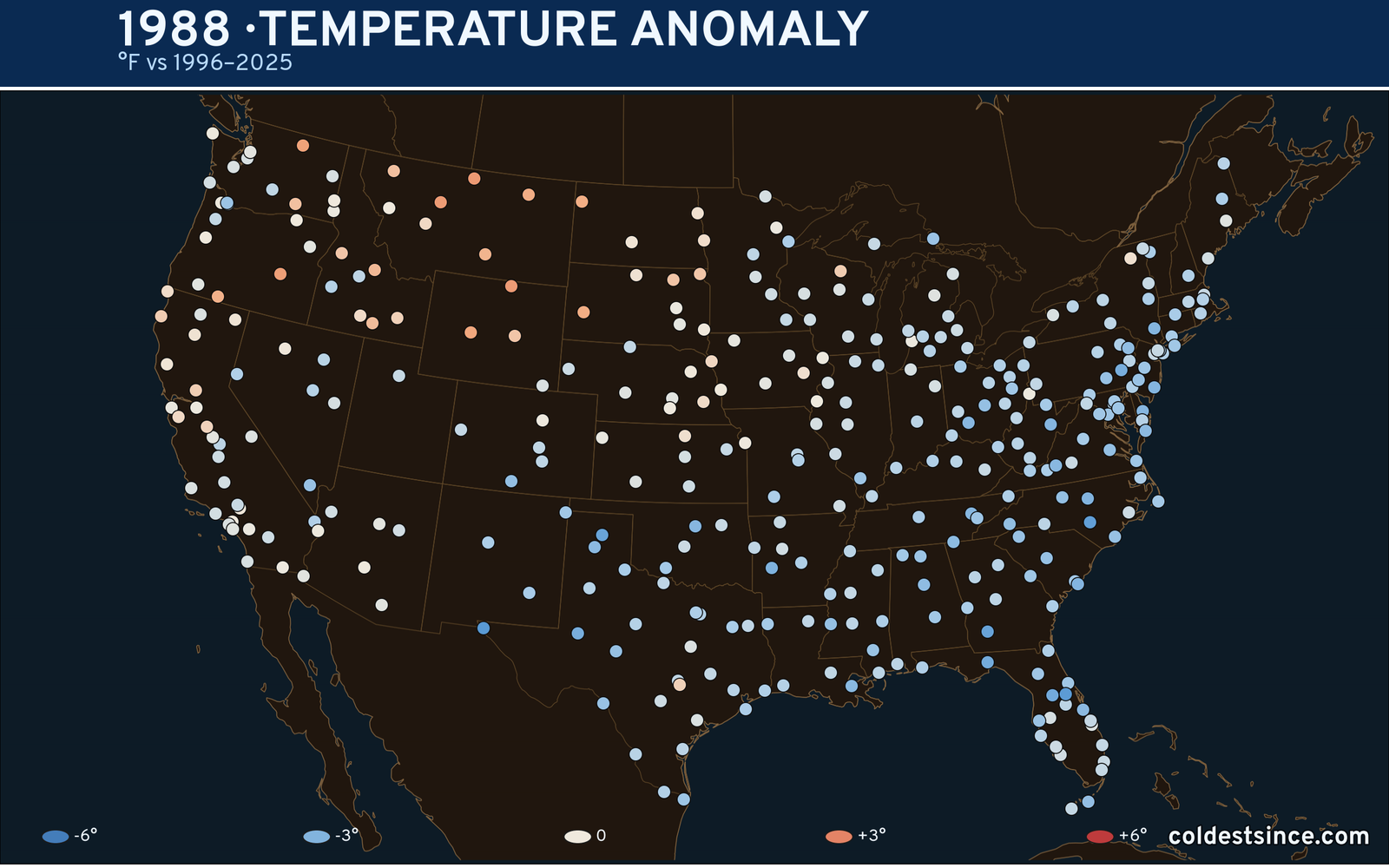 1988 U.S. temperature anomaly map