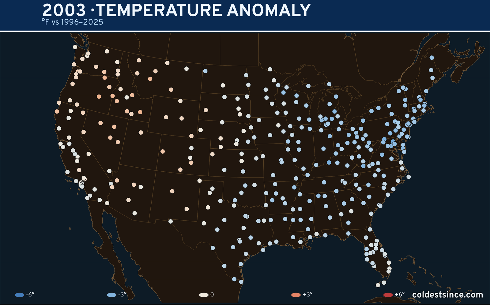 2003 U.S. temperature anomaly map