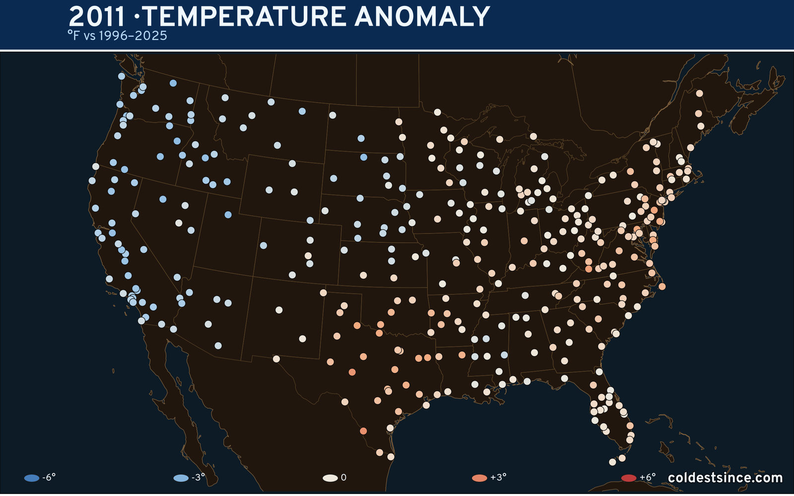 2011 U.S. temperature anomaly map