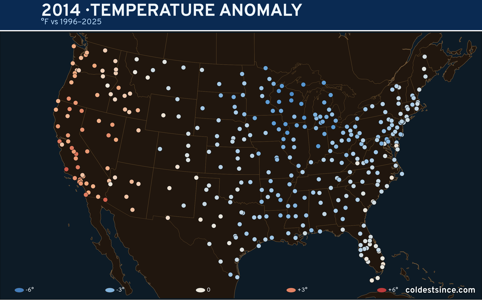 2014 U.S. temperature anomaly map