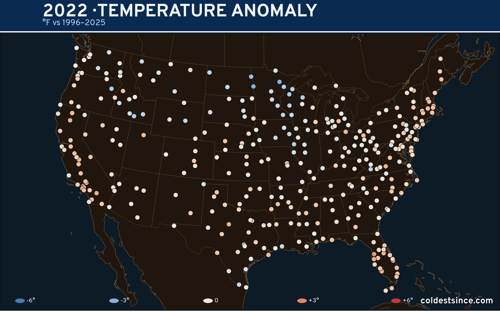 2022 U.S. temperature anomaly map