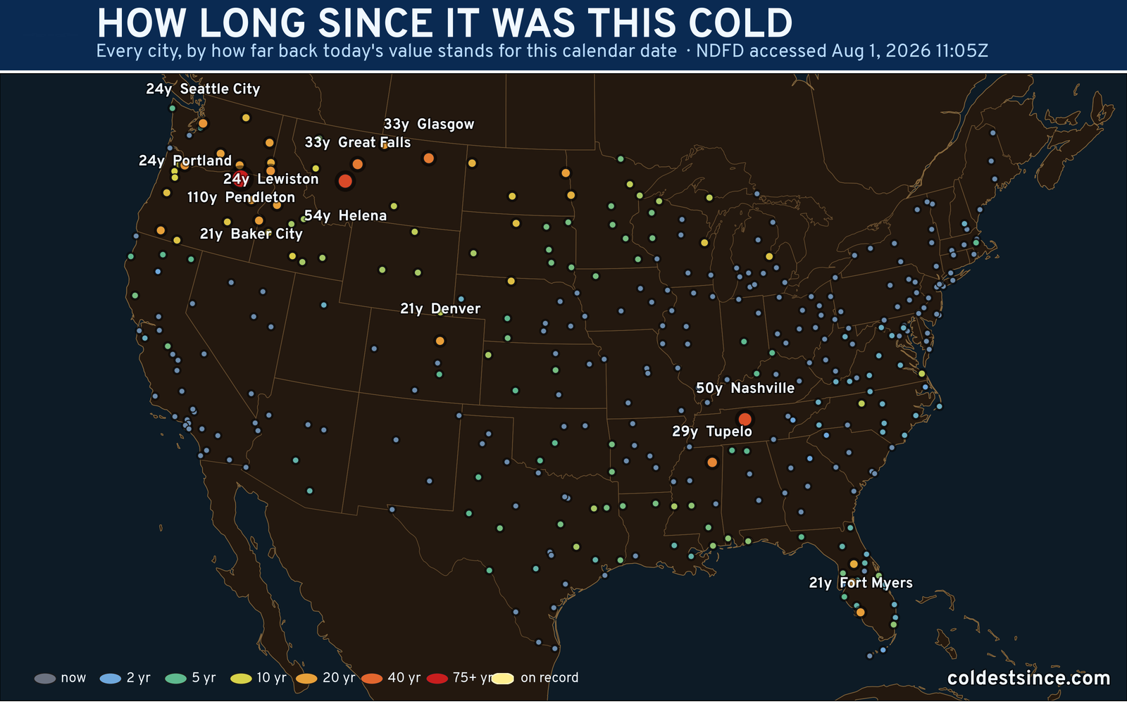 How long since it was this cold — CONUS map